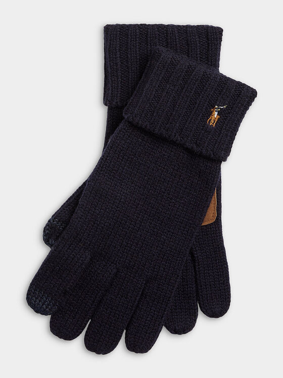 Mănuși de lână tricotate cu broderie logo - 1
