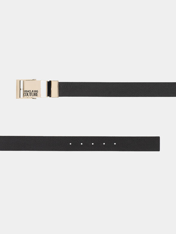 Black leather belt with logo buckle - 2