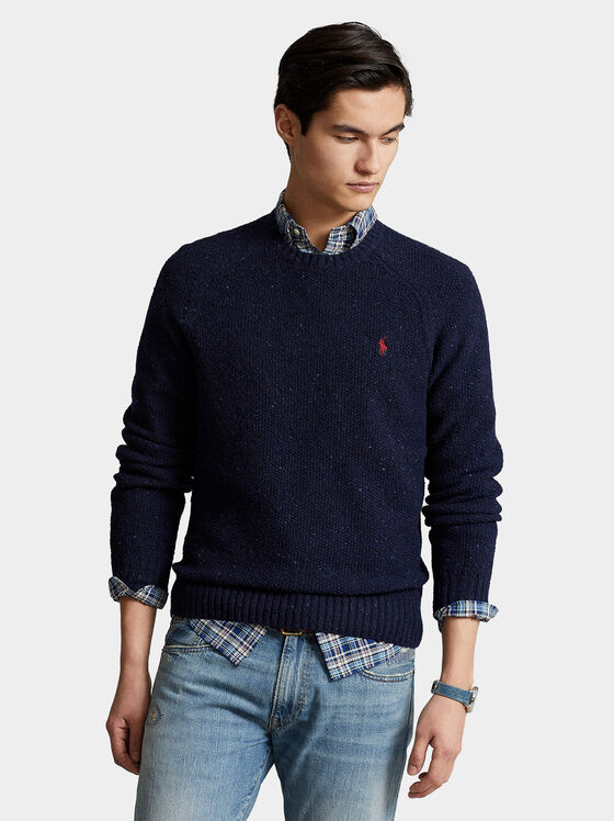 Dark blue wool blend sweater - 1