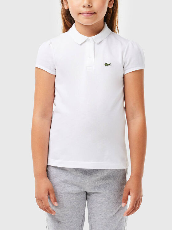 Tricou polo alb cu detaliu logo  - 1