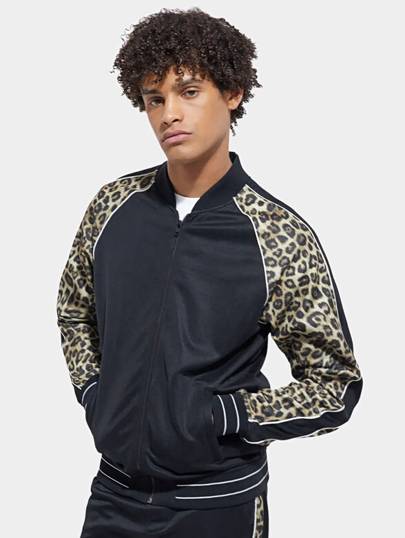 Animal print sweatshirt with zip - 1