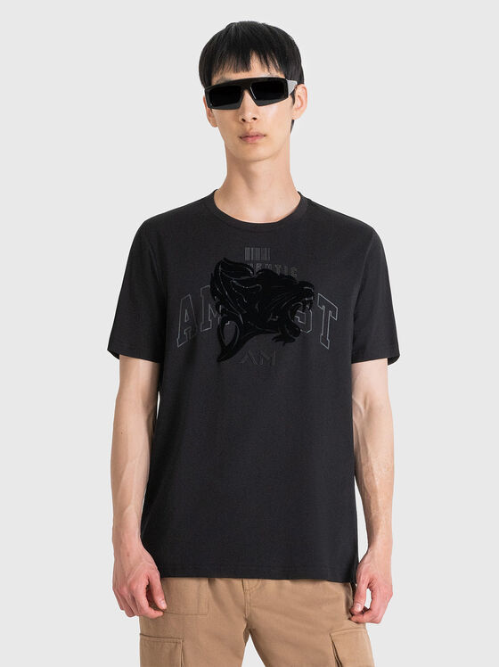 Tricou cu decolteu oval negru - 1