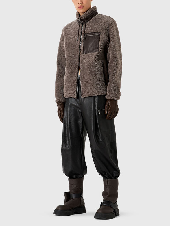 Double faced leather jacket with pockets - 2