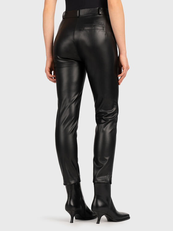 Black eco leather trousers with darts and pockets - 2