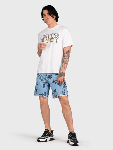 Denim shorts with art logo print - 5