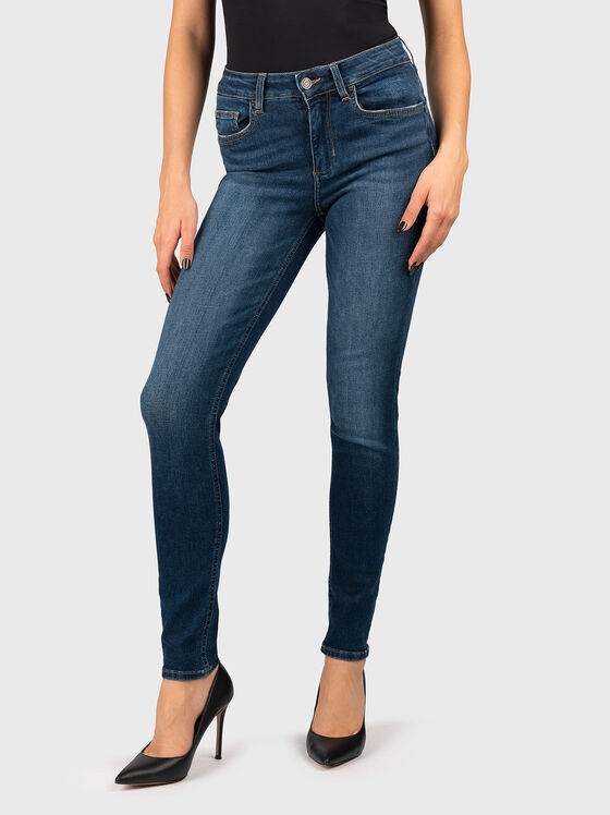Blugi skinny cu pietricele aplicate - 1