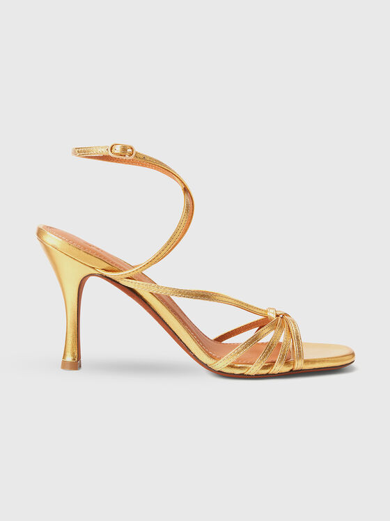 Leather gold heeled sandals - 1