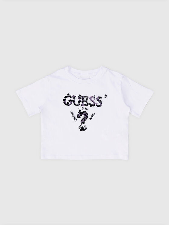 Tricou alb cu logo din paiete - 1