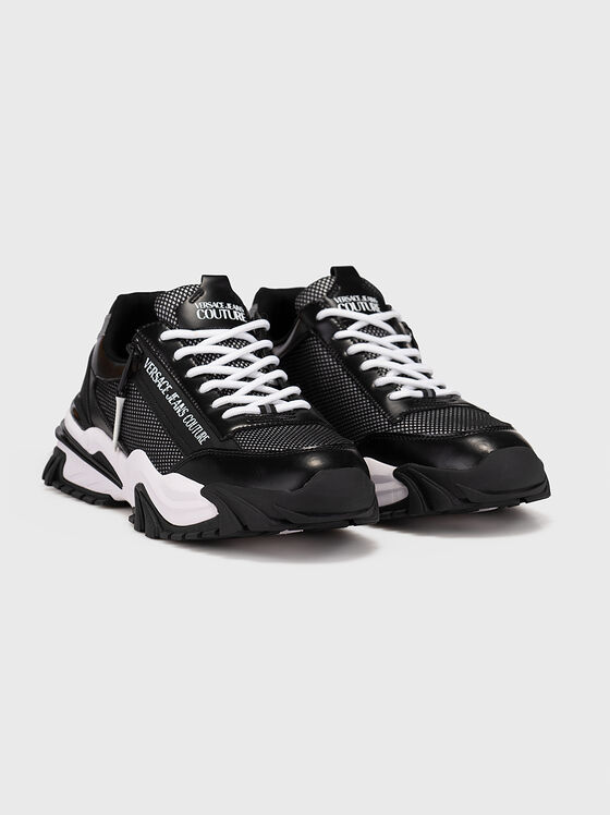 Black sports shoes with logo inscription - 2