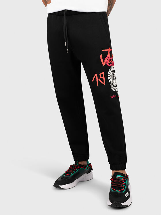 Black sports trousers with contrast details - 1