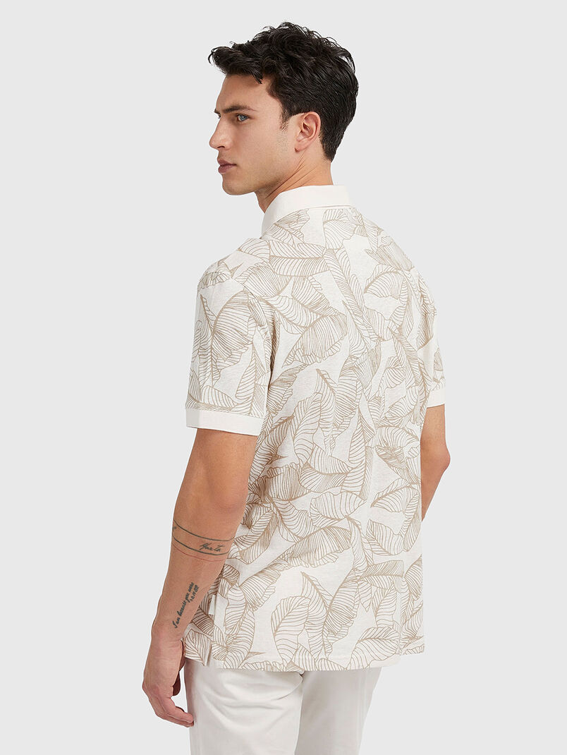 LEAVES polo-shirt with beige floral print - 3