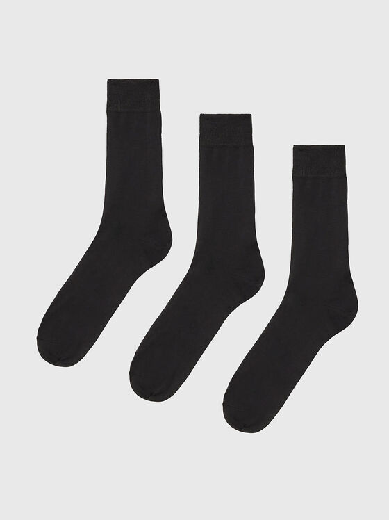 COTTON STRETCH set of three pairs of black socks  - 1