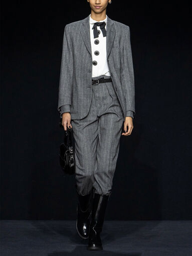 High-waisted wool blend trousers - 5