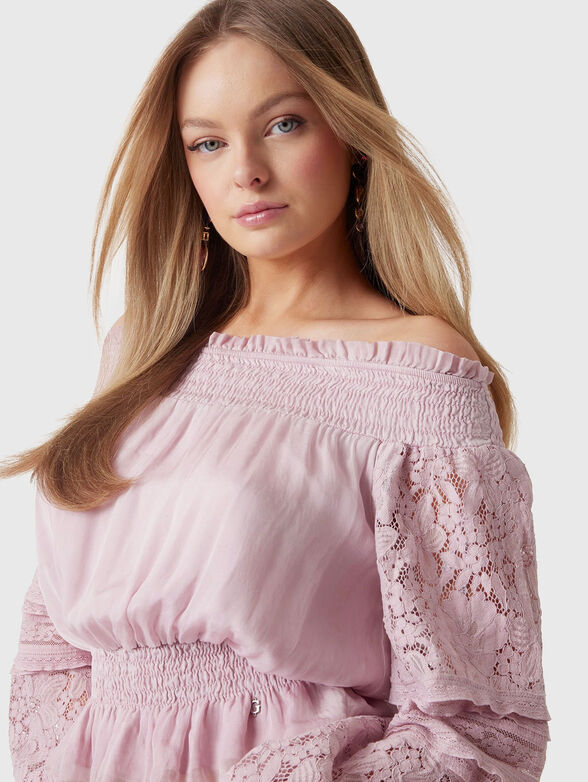 Off shoulder silk blend top - 4
