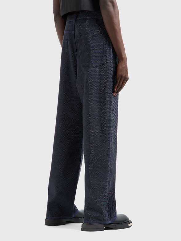 Dark blue jeans with rhinestones - 2