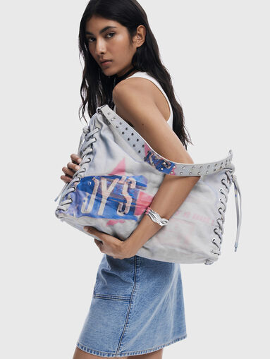 Denim bag with accent print - 3
