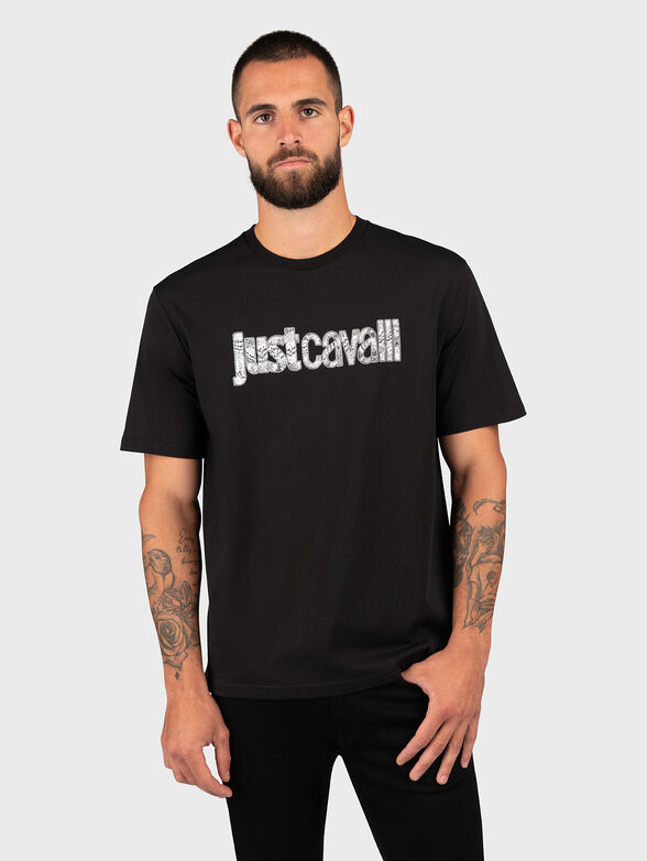 Black T-shirt with contrast logo - 1