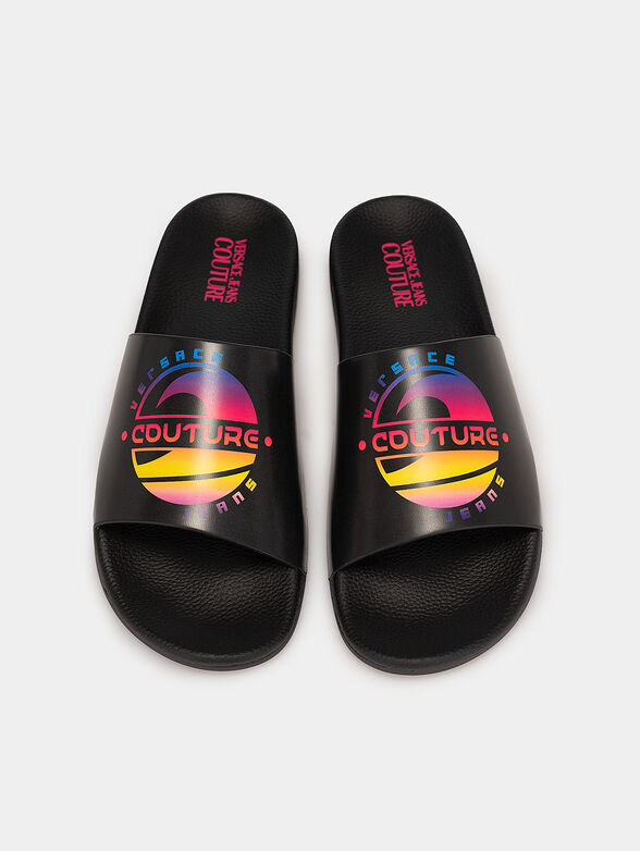 Black beach slippers with print - 6