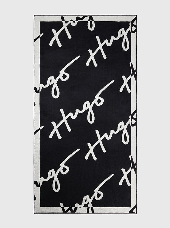 Black beach towel with logo print - 1