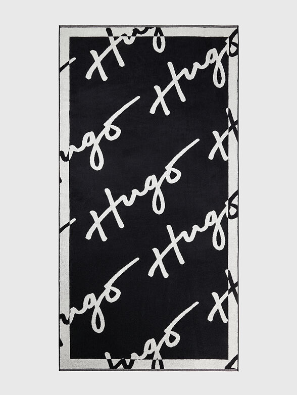 Black beach towel with logo print - 1