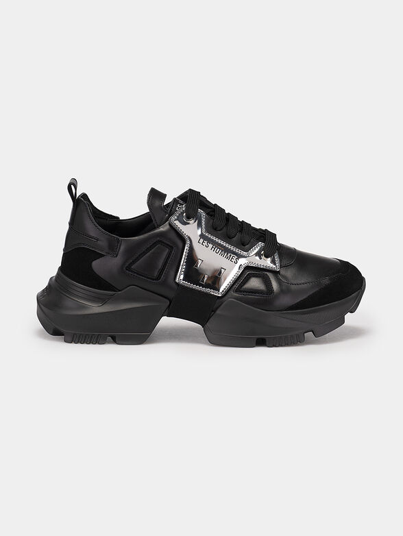 Black sport shoes with silver inserts - 1