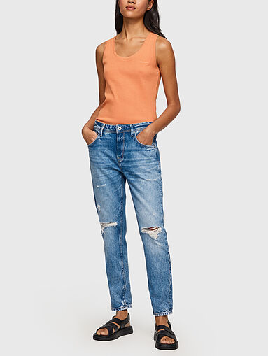 VIOLET blue jeans with choppws effect - 5