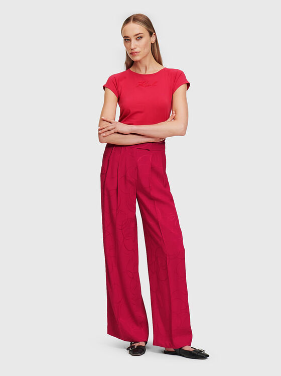 Pantaloni din satin cu imprimeu - 1