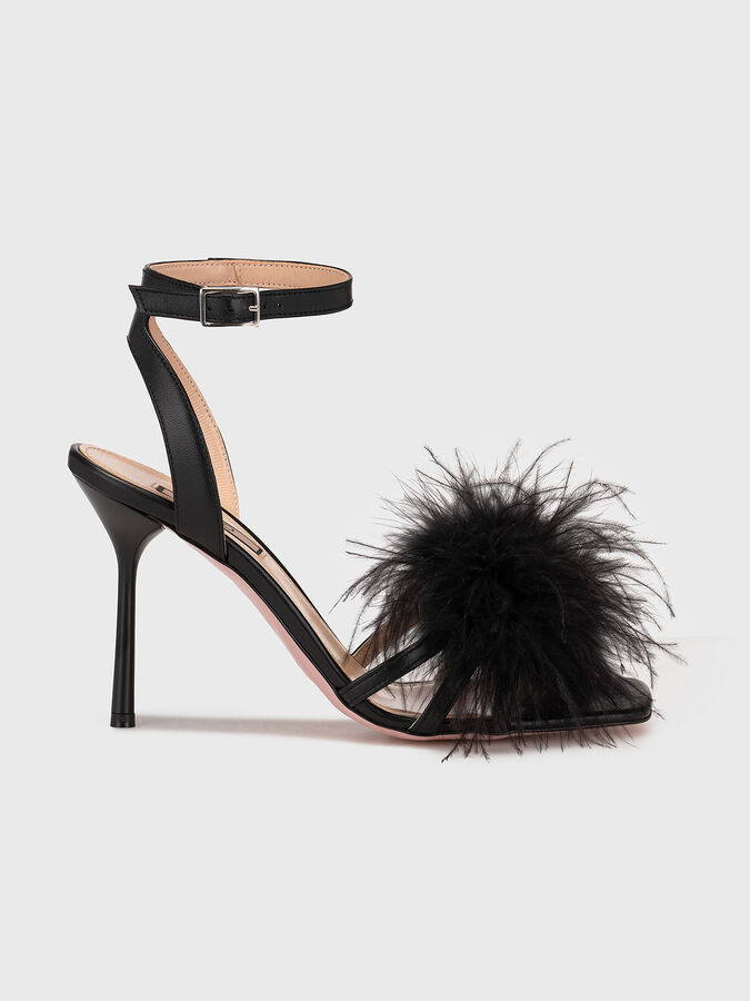 CAMELIA 08 black leather sandals heel