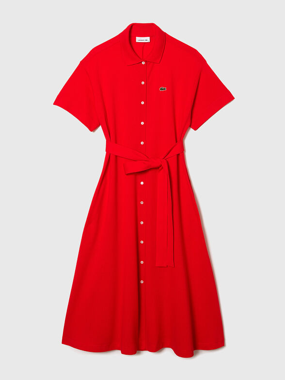 Red pique polo dress - 1