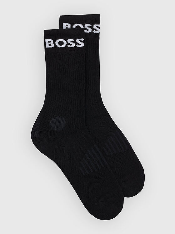 Two-pack of socks with logo edging in black - 1