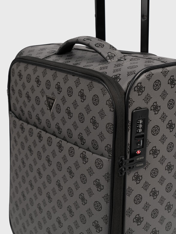 Monogram logo effect suitcase in black  - 5