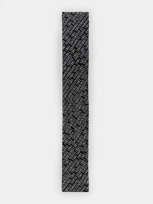 Black scarf with jacquard logo - 2