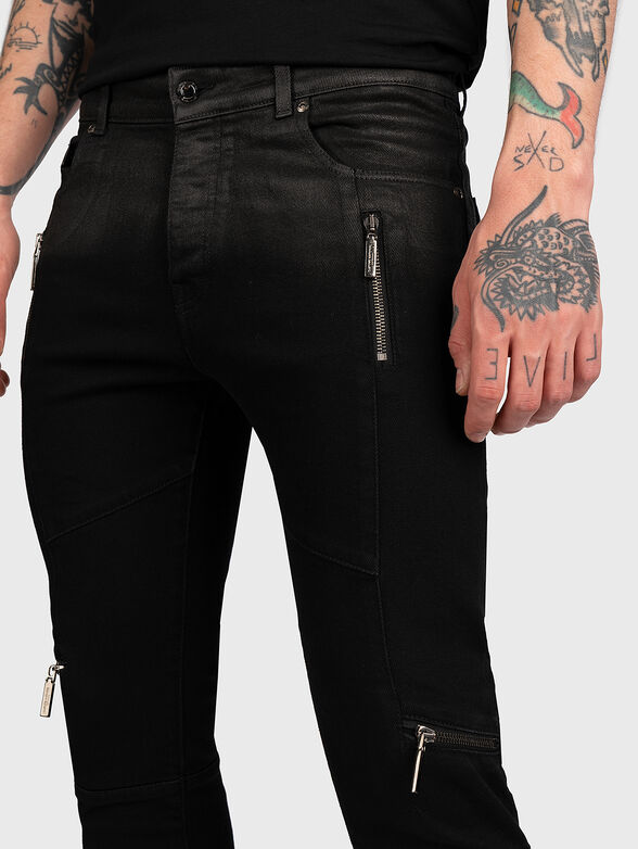Black skinny jeans with zips - 5