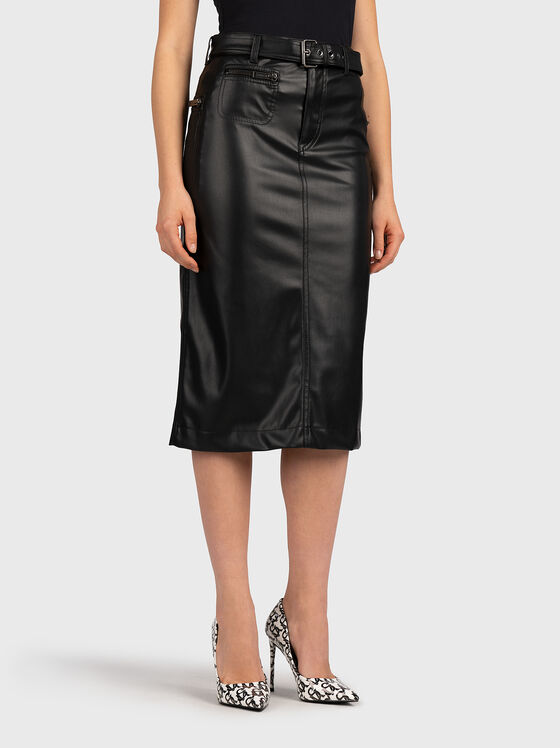 Black faux leather skirt - 1