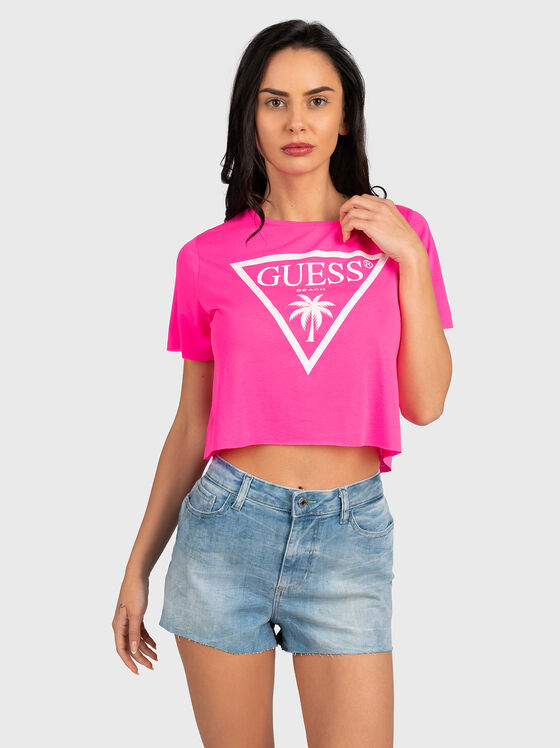 Cropped T-shirt with logo print - 1
