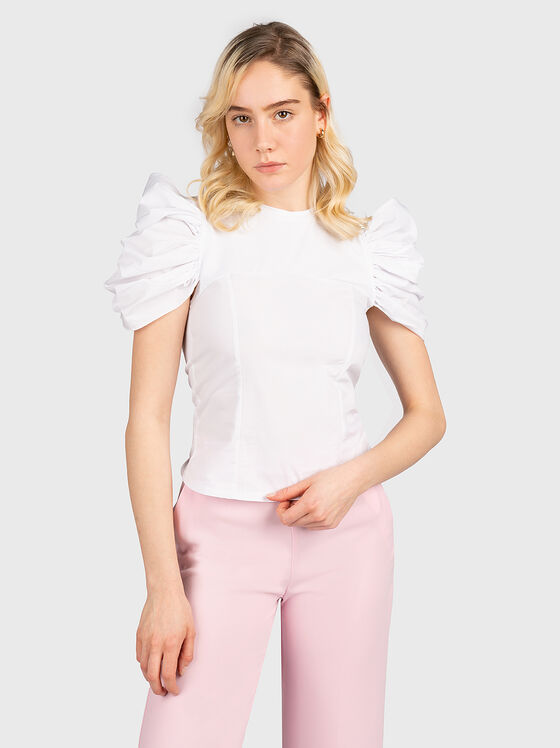 Blouse with accented bouffant sleeves - 1