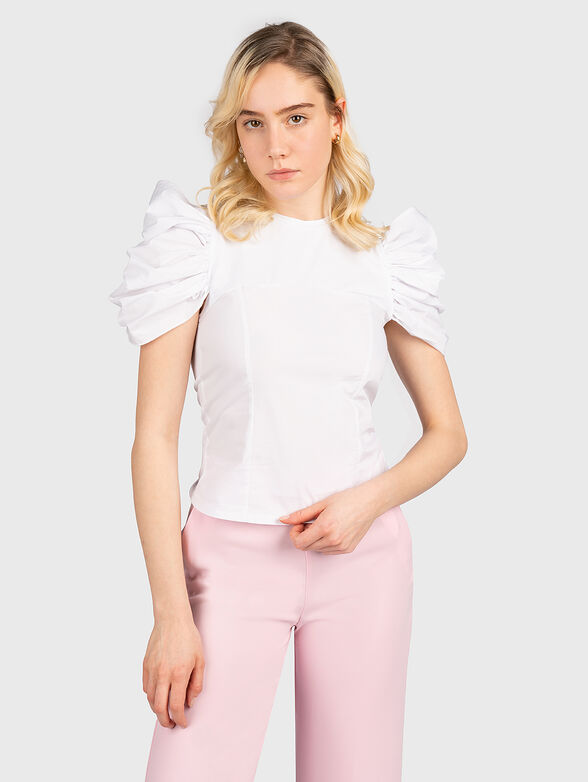 Blouse with accented bouffant sleeves - 1