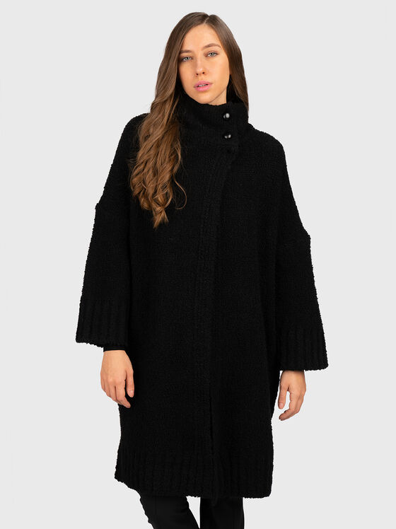 Black wool blend coat - 1