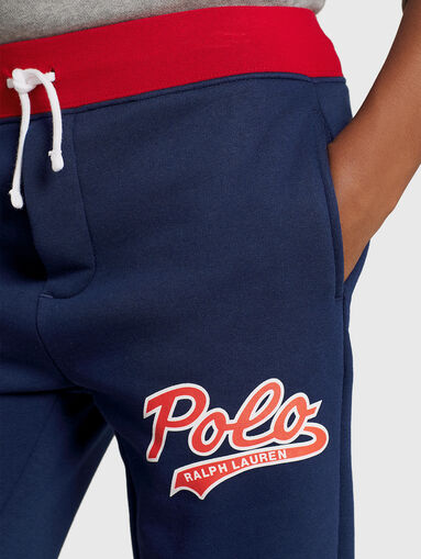 Sports pants with logo print and laces - 3