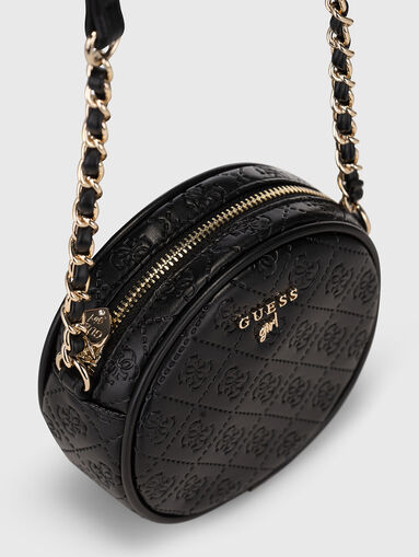 Black crossbody bag with metal logo - 5