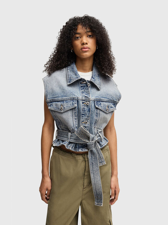 Denim vest with waist belt - 1