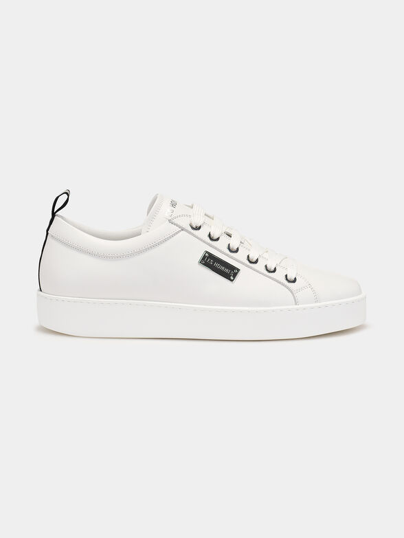 White leather shoes with logo detail - 1