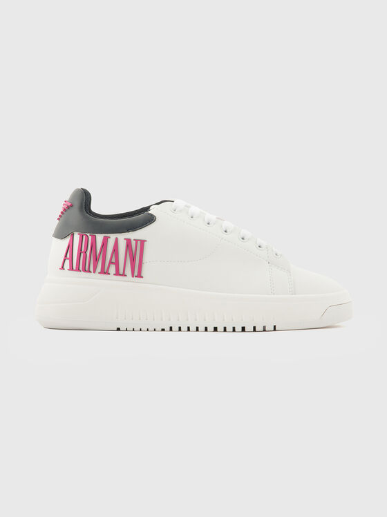Pantofi din piele cu logo contrastant - 1