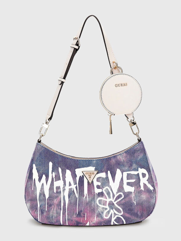 Graffiti print denim hobo bag - 1