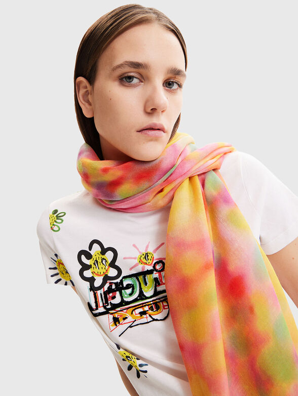 Multicolored scarf with logo inscription - 2