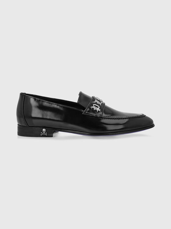 Leather loafers with gothic logo accent - 1