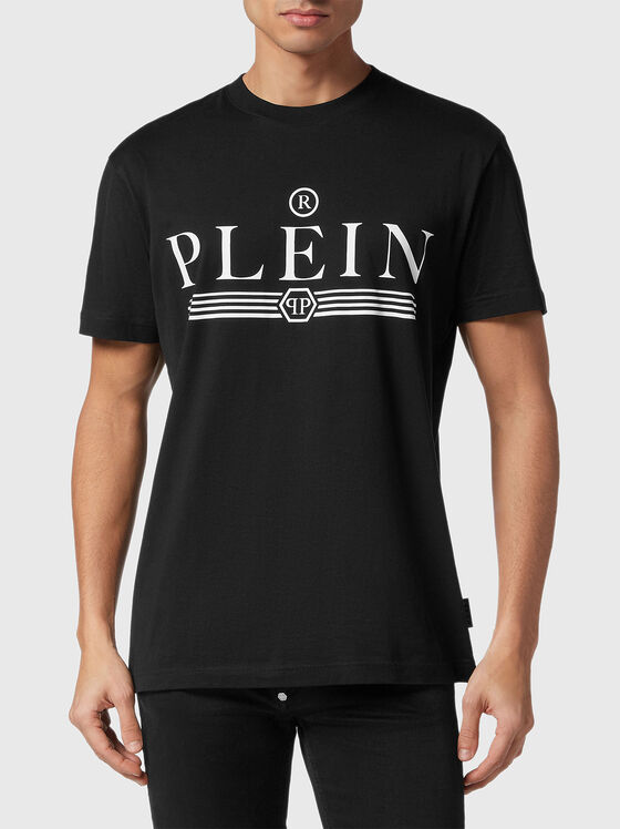 Tricou din bumbac cu logo imprimat în contrast - 1