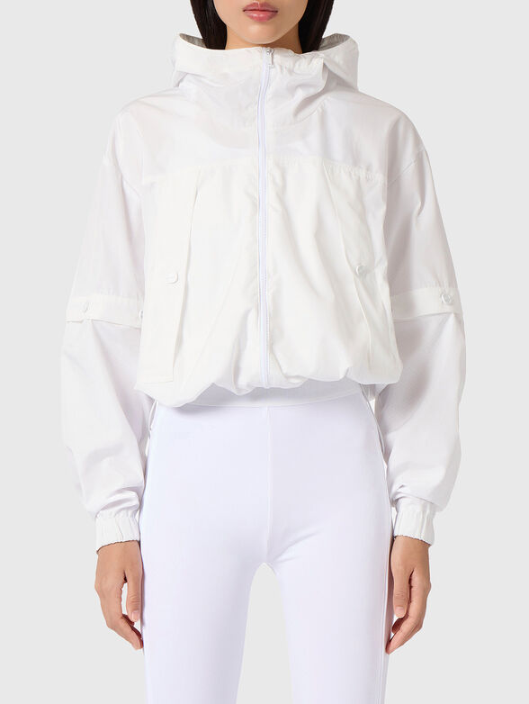 White jacket with hood and removable sleeves - 1