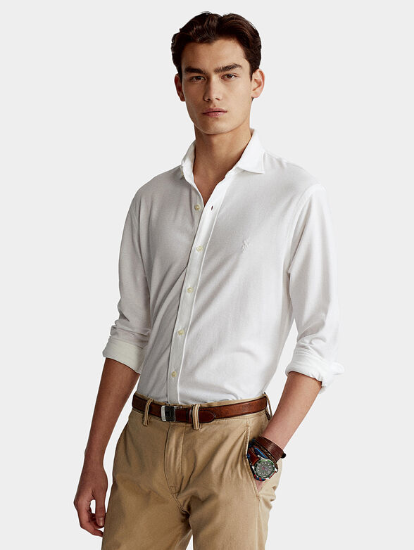Cotton shirt with logo embroidery - 1