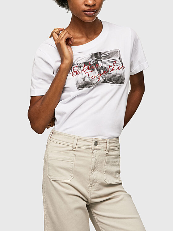 Tricou alb NICOLE cu imprimeu - 1